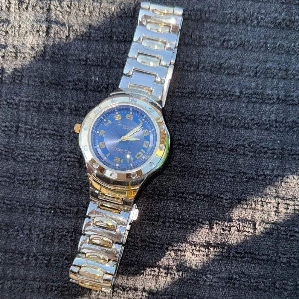 Vellaccio Gold Silver Watch with Blue Dial